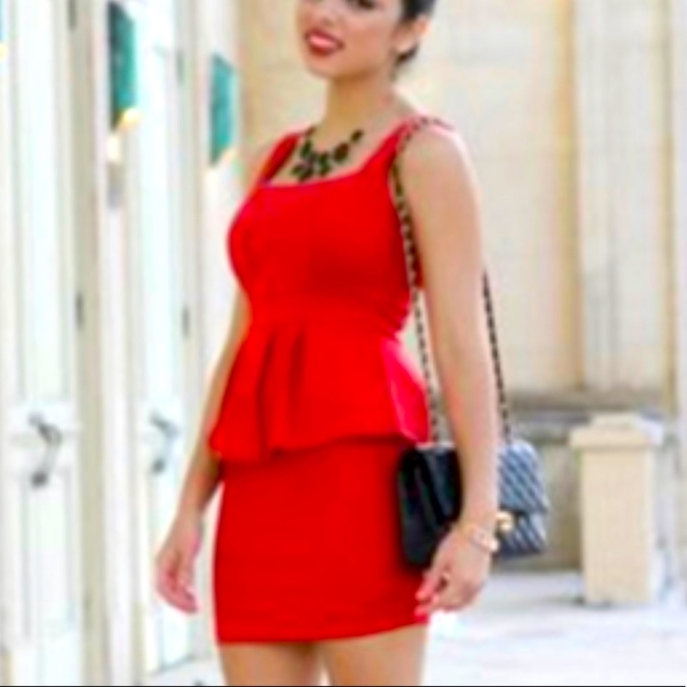 Red peplum dress